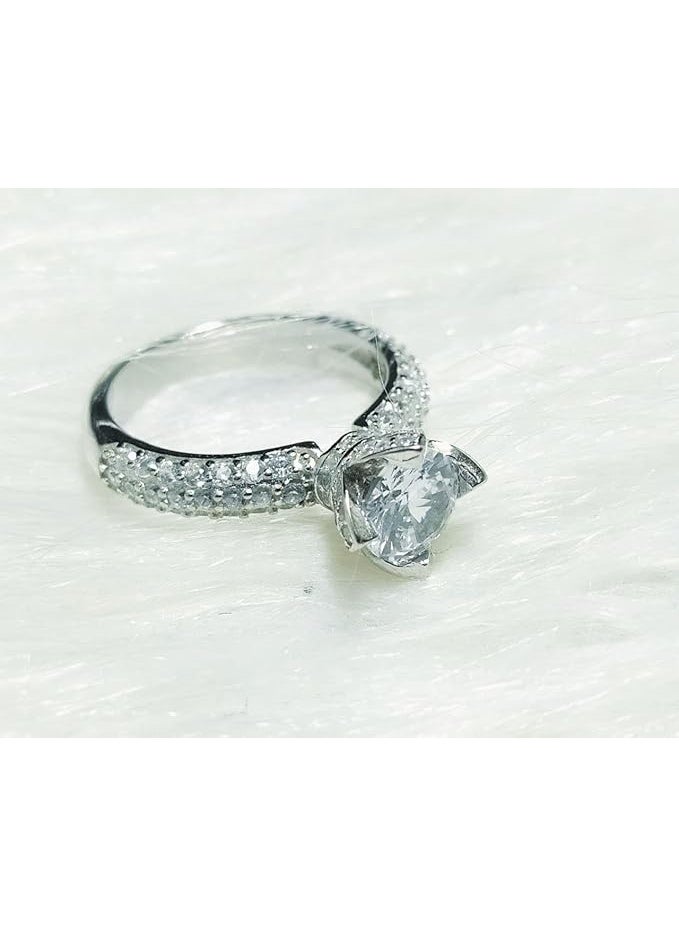 925 Italian Silver Ring White Gold Plated. - Image 3